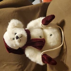 Vintage White TeddyBear Snowman Plush 10in